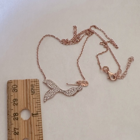 🧜‍♀️Mermaid necklace 925 silver cz 14k rose gold plated - Picture 3 of 6